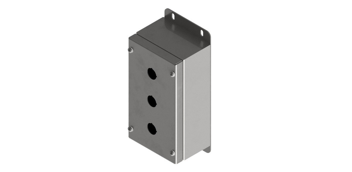 316L Stainless Steel Pushbutton Station 260Hx120Wx90D (3x 30.5mm Holes)