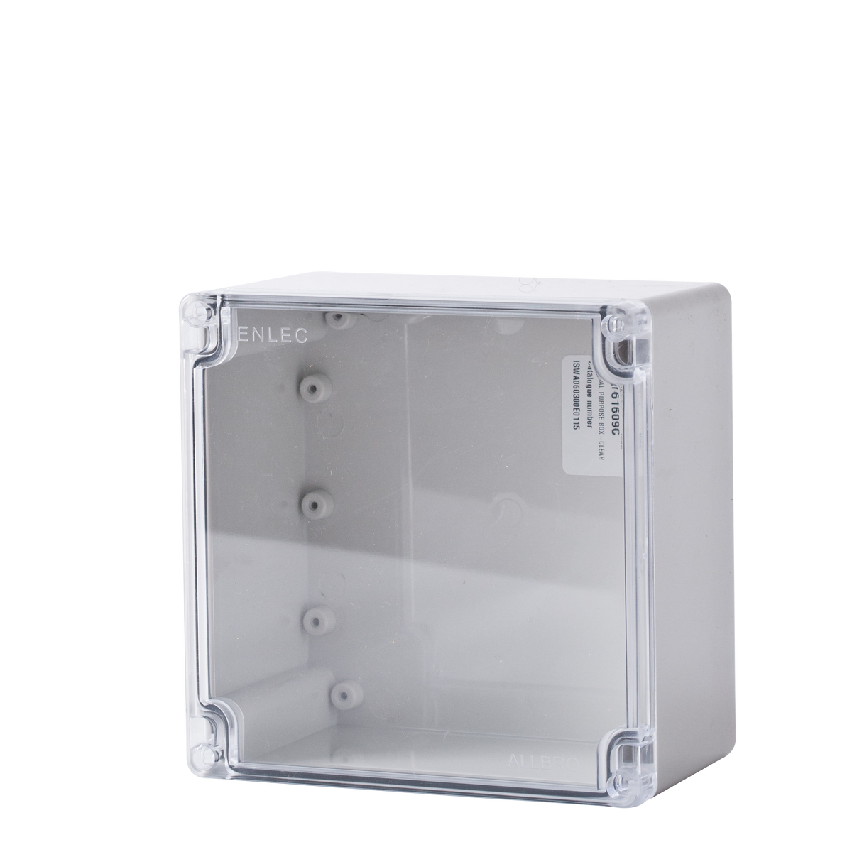 Polycarbonate Enclosure 160Hx160Wx90D Grey Base with Transparent Lid IP65