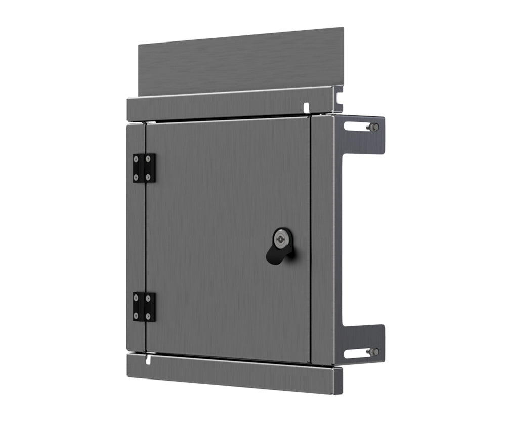 316 1.5mm SS Escutcheon - IP3X, to fit 400Hx400W Sloping Roof Enclosure (made to order) - POA