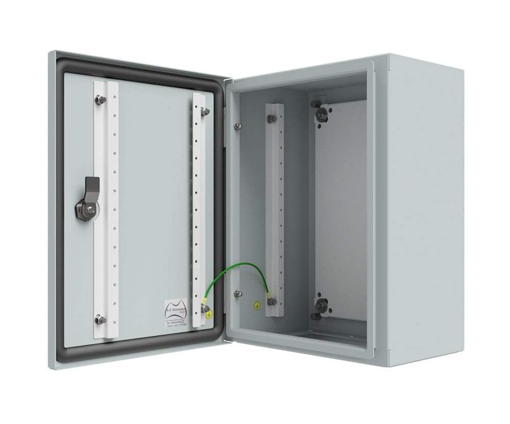 RAL7035 Powder Coated, Galvanised Mild Steel Enclosure 400Hx400Wx250D - 1.5mm