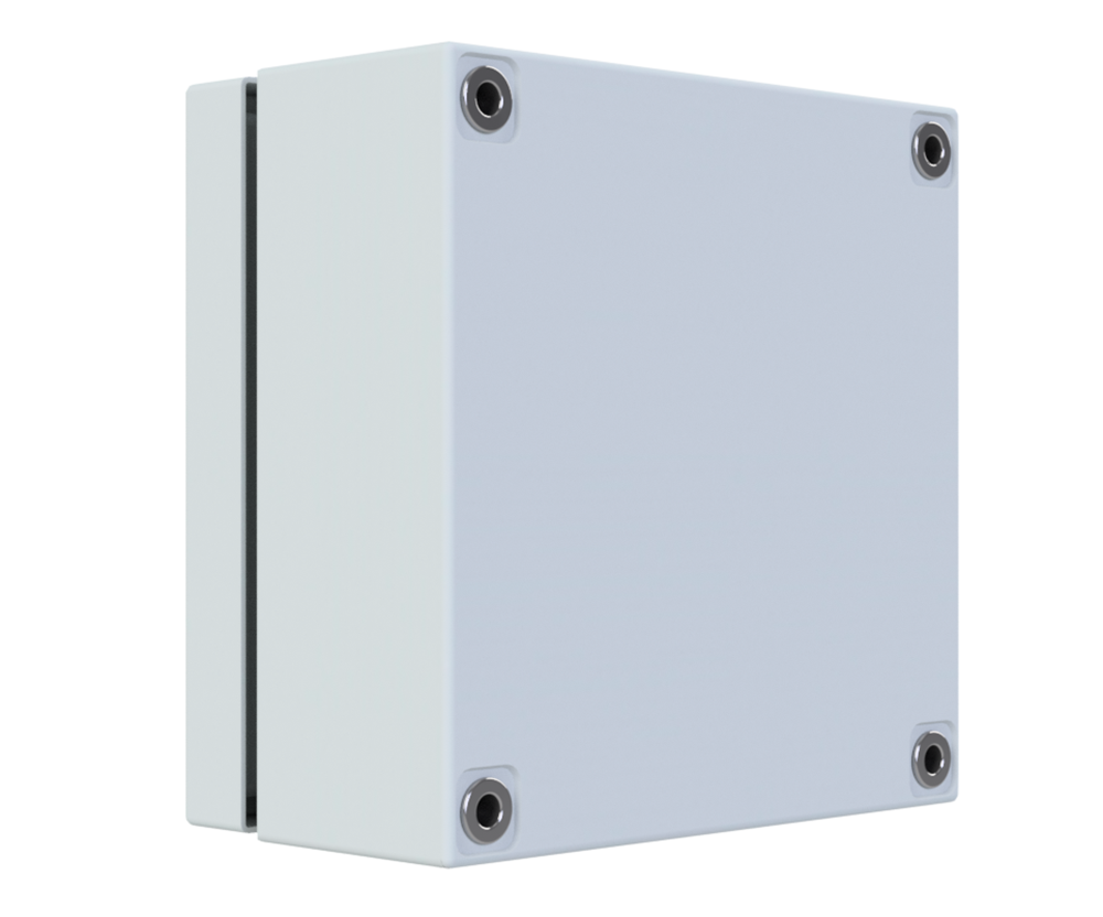 RAL7035 Powder Coated, GAL Mild Steel Terminal Box 150Hx150Wx80D - 1.2mm - with nutserts