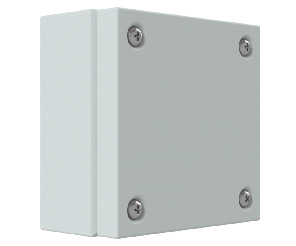 RAL7035 Powder Coated, GAL Mild Steel Terminal Box 200Hx200Wx120D - 1.2mm - with nutserts