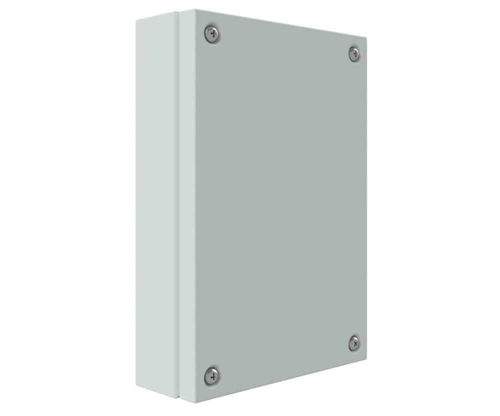 RAL7035 Powder Coated, GAL Mild Steel Terminal Box 400Hx200Wx120D - 1.2mm - with nutserts