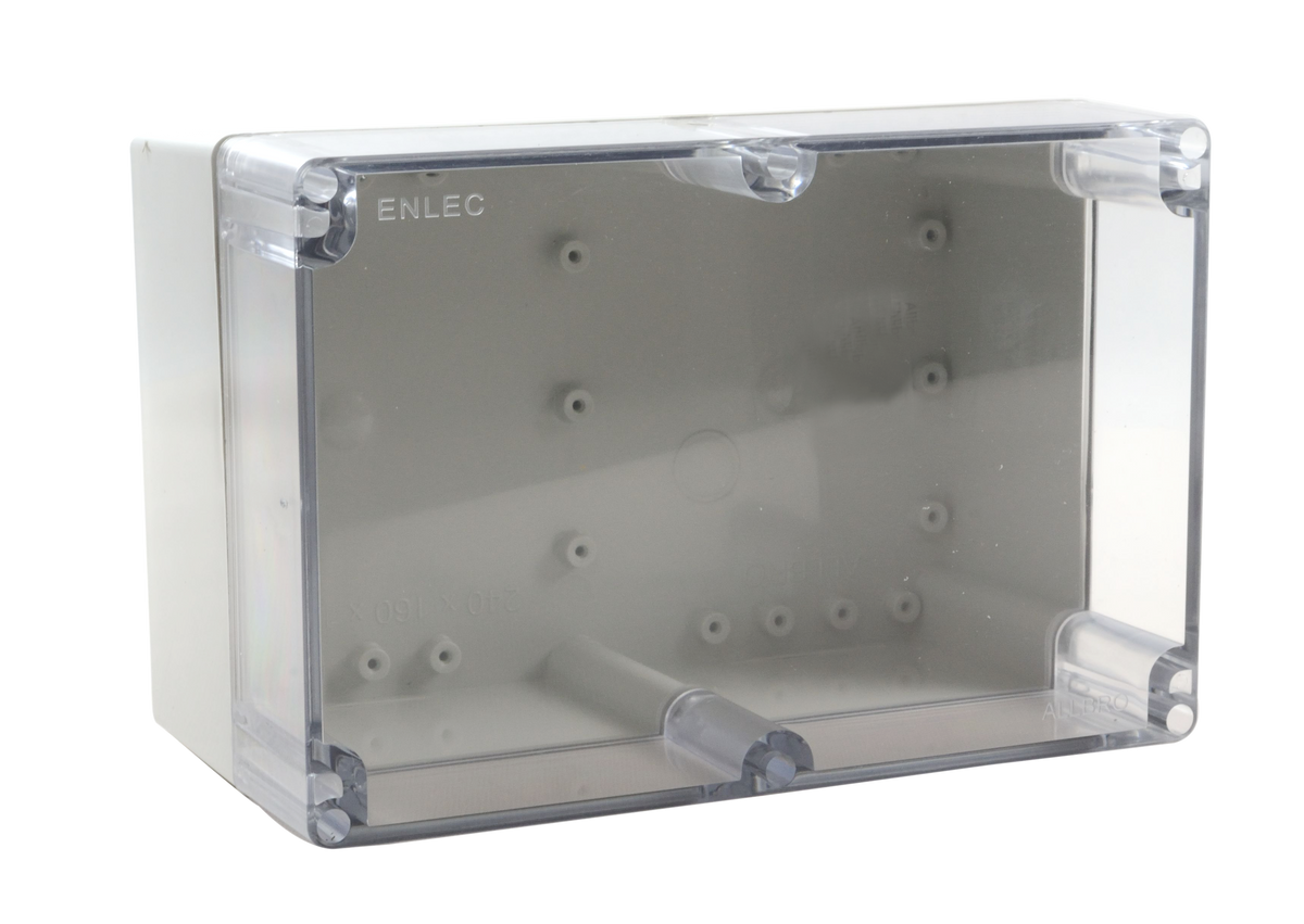 Polycarbonate Enclosure 240x160x130 Grey Base with Transparent Lid