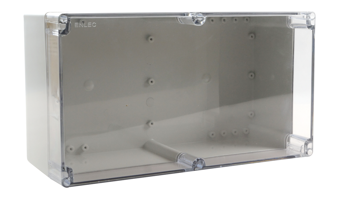 Polycarbonate Enclosure 360Hx200Wx150D Grey Base with Transparent Lid IP65