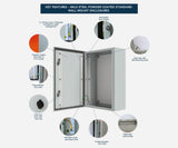 X15 Orange Powder Coated, Galvanised Mild Steel Enclosure 400Hx300Wx200D - 1.5mm