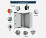 RAL7035 Powder Coated, Galvanised Mild Steel Enclosure 600Hx600Wx250D - 1.5mm