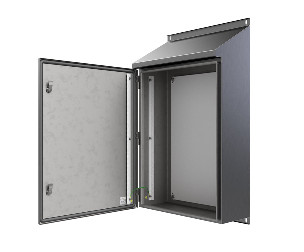 30Deg Sloping Roof 316L Stainless Steel Enclosure 1000Hx800Wx300D - 1.5mm