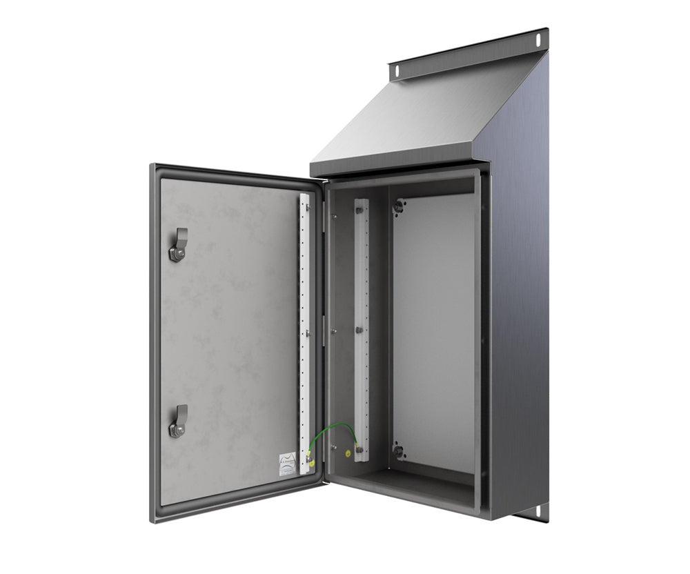 30Deg Sloping Roof 316L Stainless Steel Enclosure 600Hx400Wx200D - 1.5mm