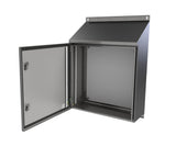 30Deg Sloping Roof 316L Stainless Steel Enclosure 600Hx600Wx300D - 1.5mm