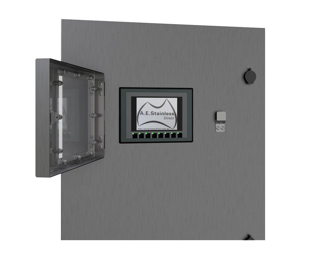 316 Stainless Steel IP4X Protection Cover, to fit 10inch HMI, with viewing window (made to order)