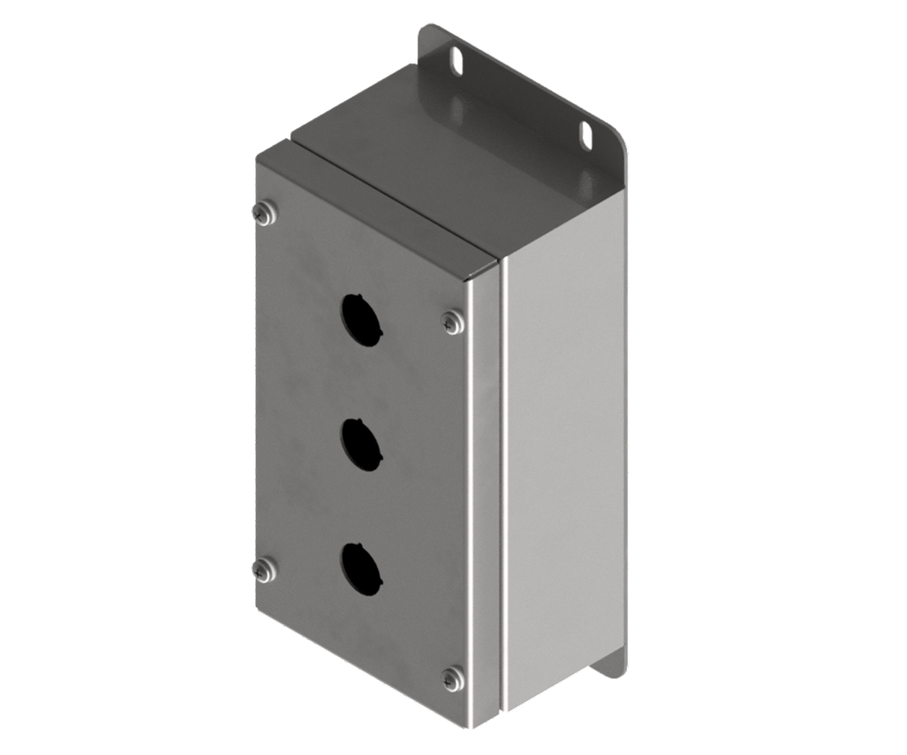 316L Stainless Steel Pushbutton Station 220Hx120Wx90D (3x 22.5mm Holes)