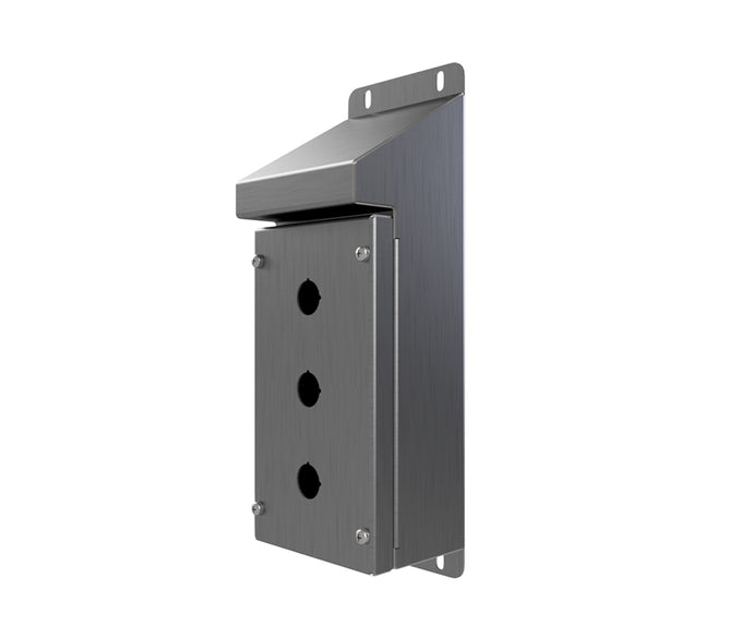316L SS Sloping Roof Pushbutton Station 220Hx120Wx90D (3 Hole)