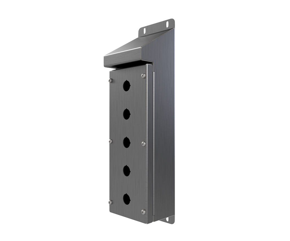 316L SS Sloping Roof Pushbutton Station 320Hx120Wx90D (5 Hole)