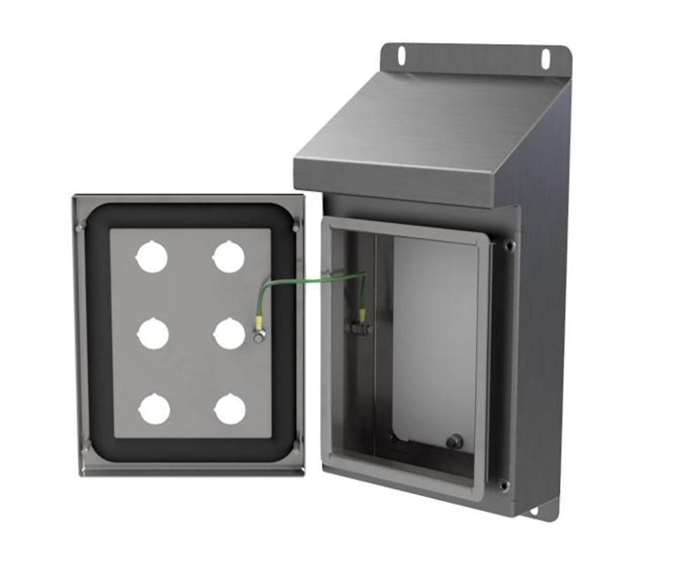 316L SS Sloping Roof Pushbutton Station 220Hx180Wx90D (6 Hole)