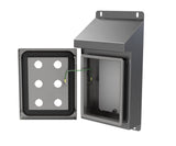 316L SS Sloping Roof Pushbutton Station 220Hx180Wx90D (6 Hole)