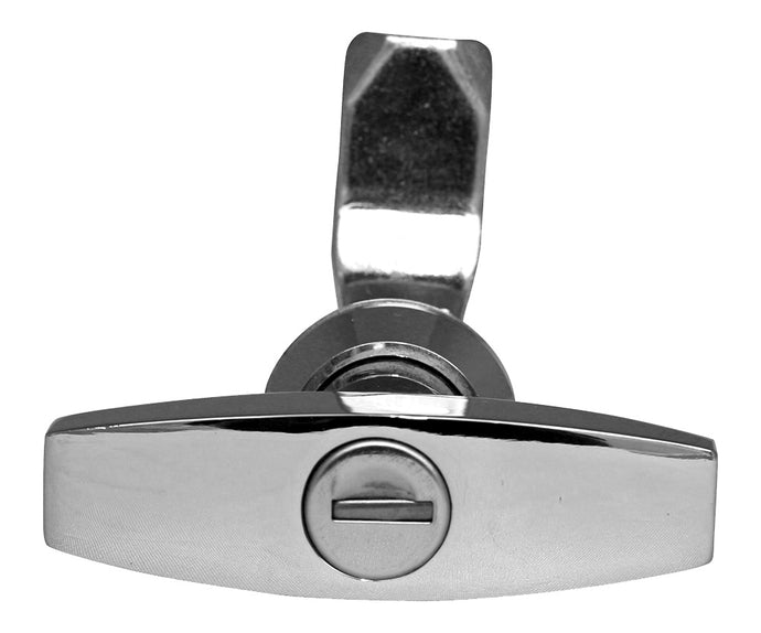 Chrome T-handle door lock, with Cam (92268 key)
