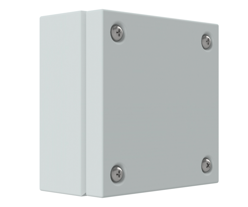 RAL7035 Powder Coated, GAL Mild Steel Terminal Box 150Hx150Wx80D - 1.2mm - with nutserts