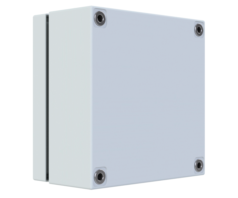 RAL7035 Powder Coated, GAL Mild Steel Terminal Box 200Hx200Wx120D - 1.2mm - with nutserts