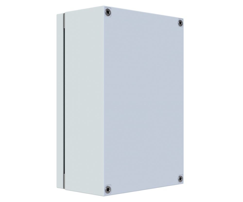 RAL7035 Powder Coated, GAL Mild Steel Terminal Box 400Hx200Wx120D - 1.2mm - with nutserts