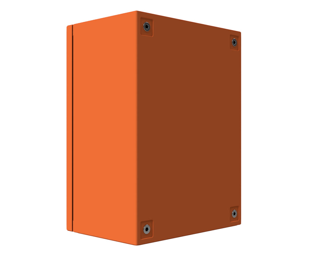 X15 Orange Powder Coated, Galvanised Mild Steel Enclosure 300Hx200Wx150D - 1.5mm