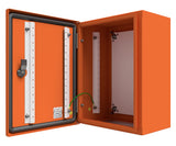 X15 Orange Powder Coated, Galvanised Mild Steel Enclosure 400Hx400Wx200D - 1.5mm