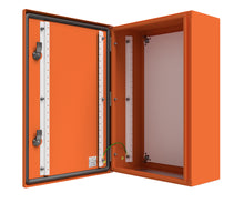 Load image into Gallery viewer, X15 Orange Powder Coated, Galvanised Mild Steel Enclosure 600Hx600Wx200D - 1.5mm
