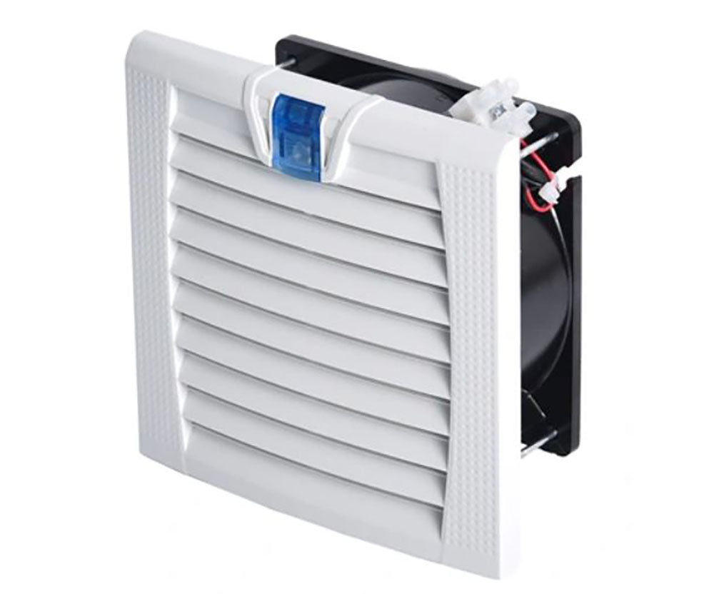 Filter with Fan  (148x148, with 124x124 cut-out), 230-240V AC with LED, 65m3/h, RAL7035, IP54