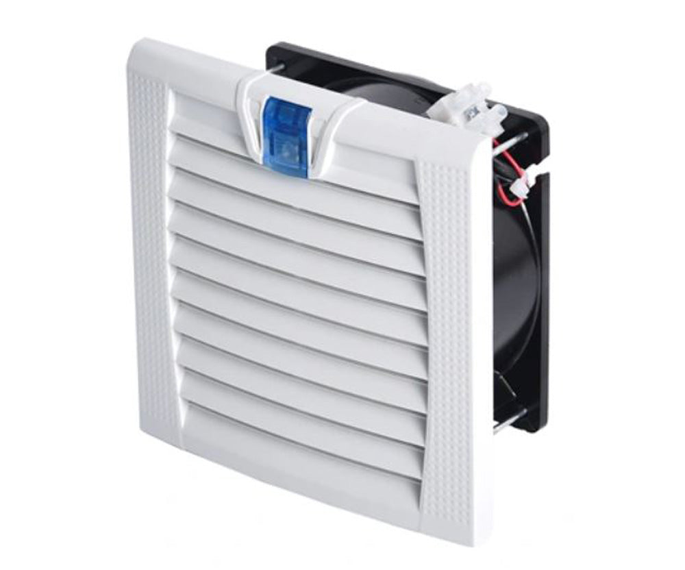 Filter with Fan (254Hx254W, with 224Hx224W cut-out), 230-240V AC with LED, 220m3/h, RAL7035, IP54