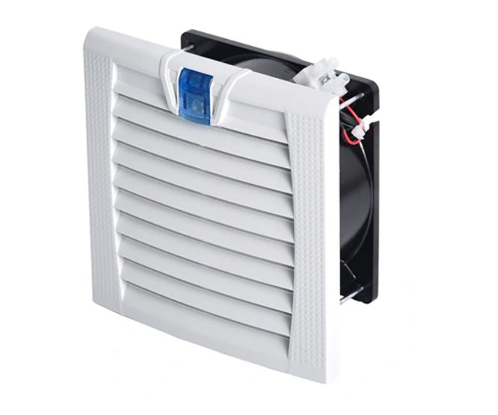 Filter with Fan (148Hx148W, with 124Hx124W cut-out), 24V DC with LED, 85m3/h, RAL7035, IP54